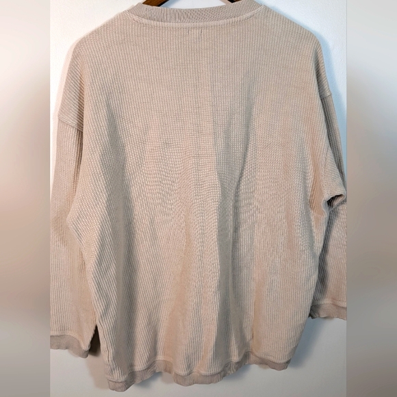 Aerie Tan Oversized Ribbed Cotton Crewneck Pullover Sweatshirt - Picture 4 of 6